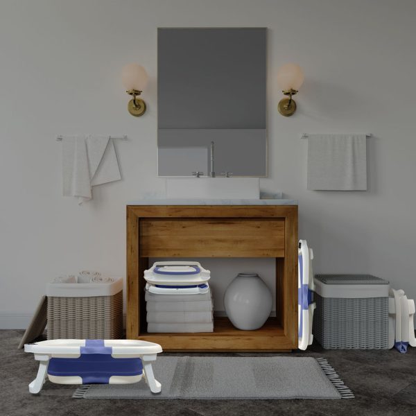 Bañera Bebé Plegable con Termómetro y Cojín Reductor | Color Azul | Ventajas Plegable