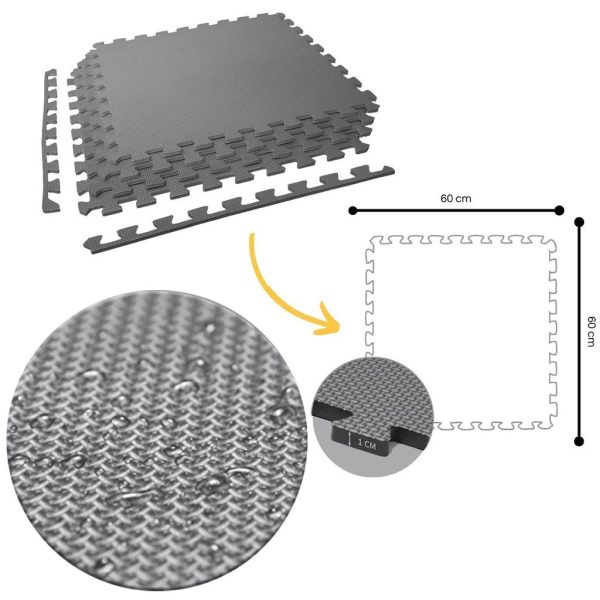 Tatami Puzzle 1cm 60x60cm, Pack 4 uds, | Color Gris