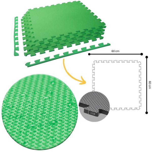 Tatami Puzzle 1cm 60x60cm, Pack 4 uds, | Color Verde