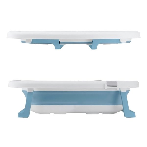 Bañera Bebé Plegable Simple con Termómetro y Cojín Reductor | Color Azul | Pasos Plegado
