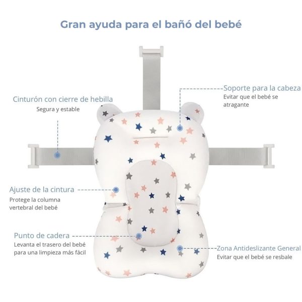 Cojín reductor para bañera bebé | Modelo Estrellitas | Características