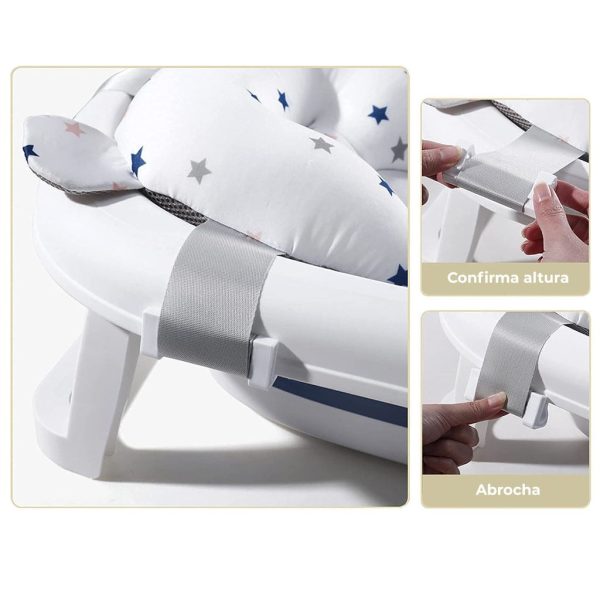 Cojín reductor para bañera bebé | Modelo Estrellitas | Detalle Hebilla