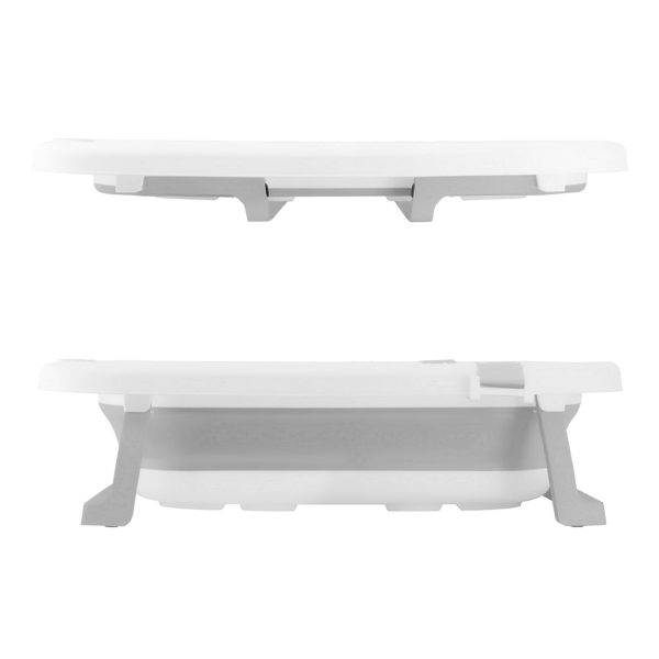 Bañera Bebé Plegable Simple con Termómetro y Cojín Reductor | Color Gris | Pasos Plegado