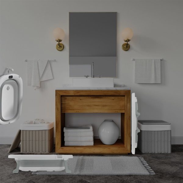 Bañera Bebé Plegable Simple con Termómetro y Cojín Reductor | Color Gris | Pasos Ventajas Plegable