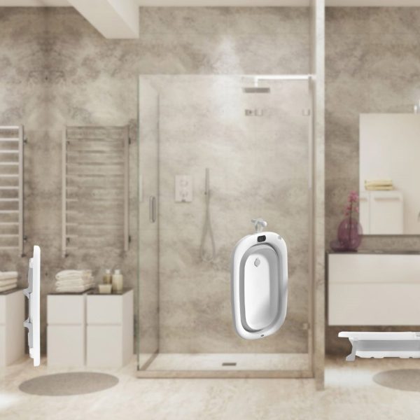 Bañera Bebé Plegable Simple con Termómetro y Cojín Reductor | Color Gris | Pasos Ventajas Plegable Baño