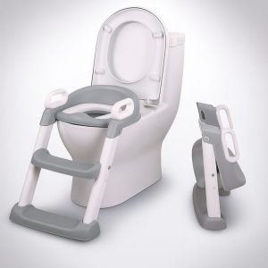 Adaptador WC infantil con escalera, color gris y blanco