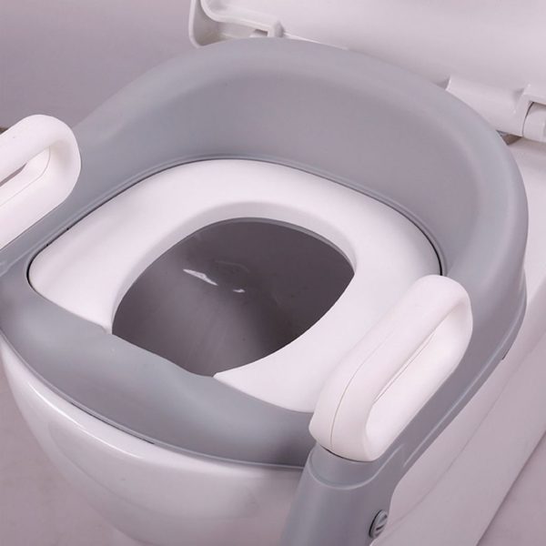 Adaptador WC infantil con escalera, color gris y blanco | Adaptación WC