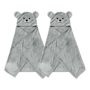 Juego de 2 toallas con capucha para bebé, color gris