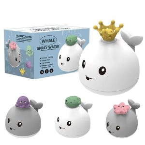 Juguete de baño ballena tira agua con luces led, multicolor