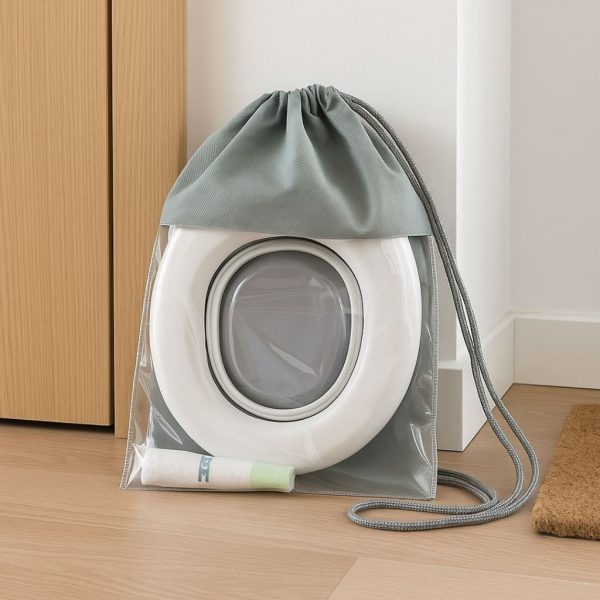 Orinal infantil multifunción plegable, color gris y blanco | Compacto