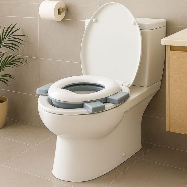 Orinal infantil multifunción plegable, color gris y blanco | Función Adaptador WC