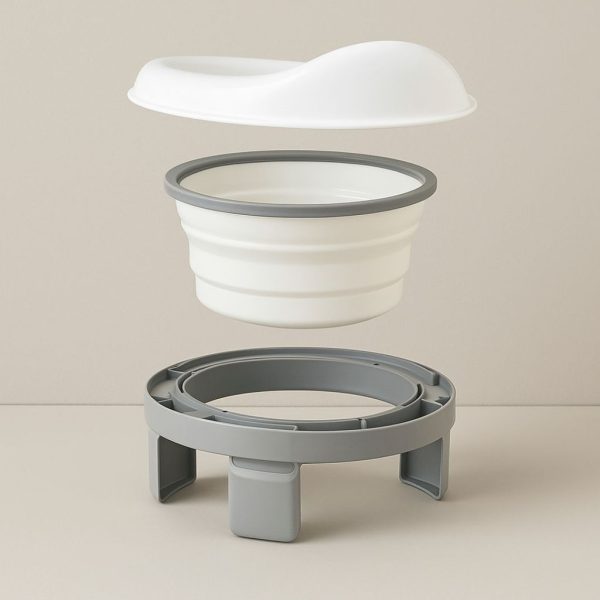 Orinal infantil multifunción plegable, color gris y blanco | Piezas