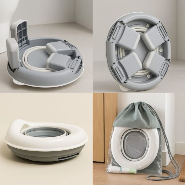 Orinal infantil multifunción plegable, color gris y blanco | Pasos Plegables