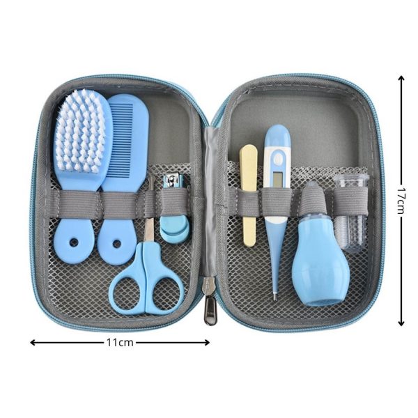 Set de manicura, higiene y cuidado para el bebé, color azul | Medidas