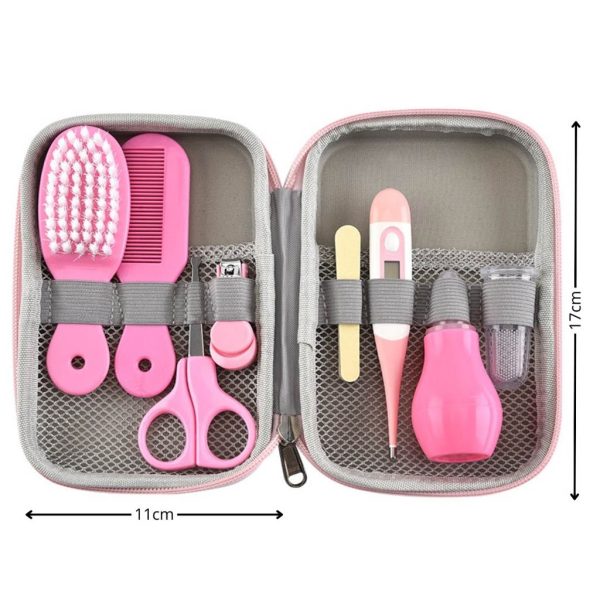 Set de manicura, higiene y cuidado para el bebé, color rosa | Medidas