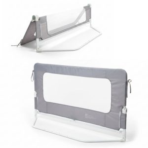 Barrera de seguridad para cama de 150cm, color gris y blanco