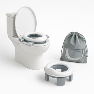 Orinal infantil multifunción plegable, color gris y blanco