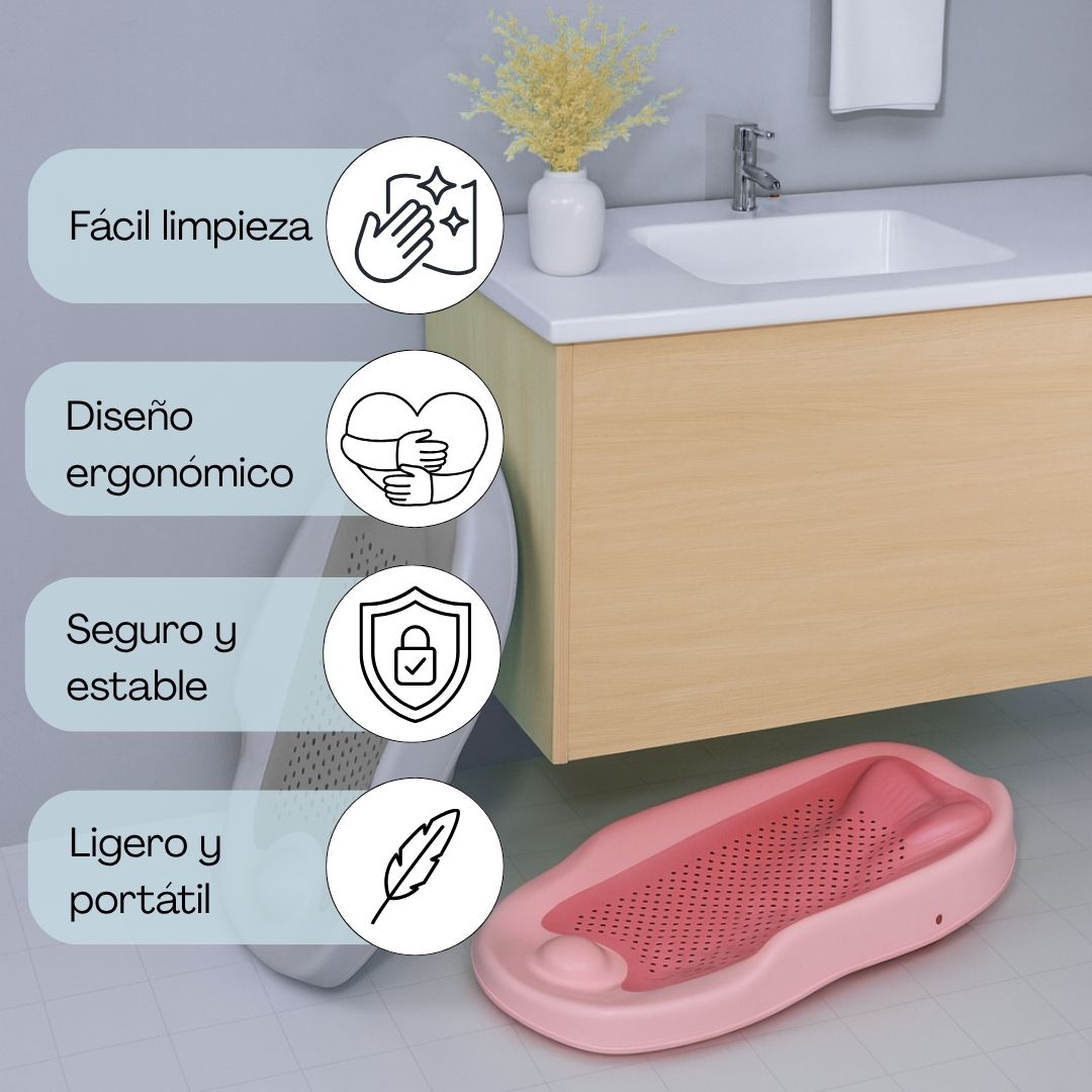 Hamaca de baño ergonómica, color rosa - Imagen 5