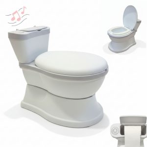 Orinal infantil portátil con música, color gris y blanco