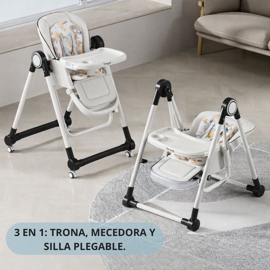 Trona evolutiva 3 en 1 para bebé, plegable y portátil, color negro - Imagen 2