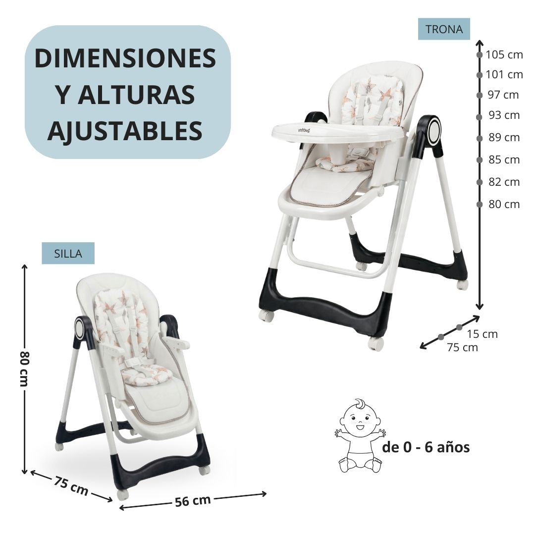 Trona evolutiva 3 en 1 para bebé, plegable y portátil, color negro - Imagen 6