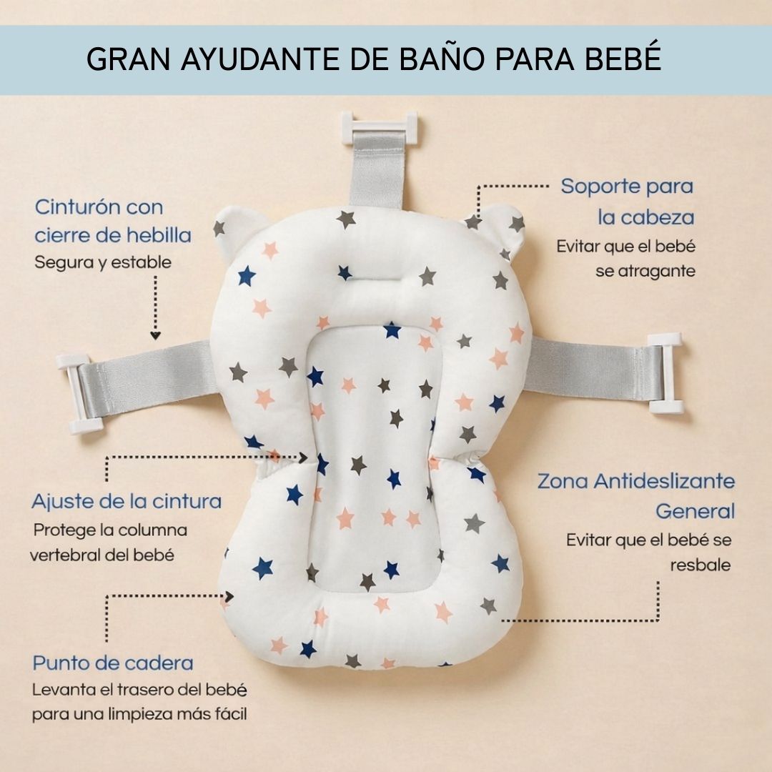 Cojín reductor para bañera bebé, modelo estrellitas - Imagen 6