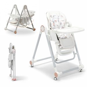 Trona evolutiva 3 en 1 para bebé, plegable y portátil, color blanco