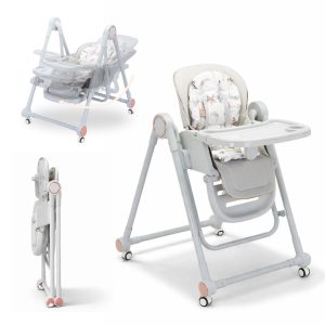 Trona evolutiva 3 en 1 para bebé, plegable y portátil, color gris
