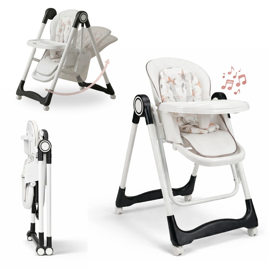 Trona evolutiva 3 en 1 para bebé, plegable y portátil, color negro