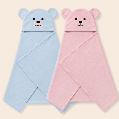 Juego de 2 toallas con capucha para bebé, rosa azul | Detalle Principal