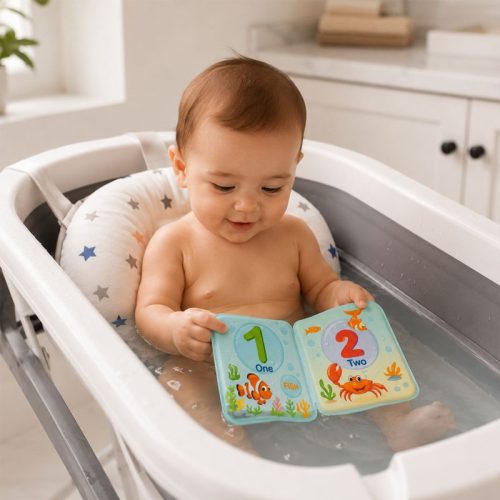 Juguete de baño libro educativo impermeable | Detalle Uso en Baño