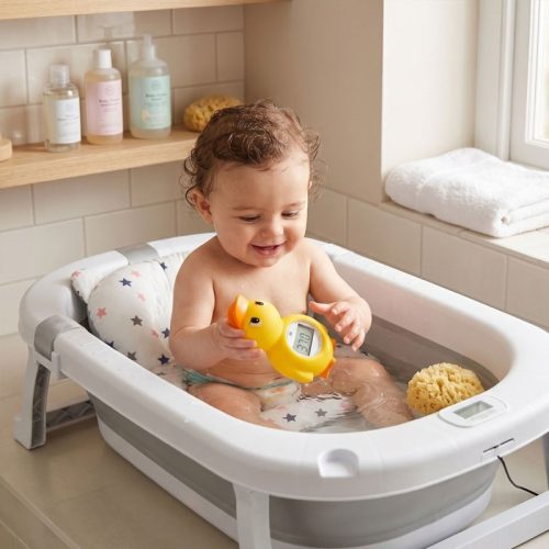 Termómetro de baño digital para bañera bebé, Pato | Detalle Uso en Bañera Bebé