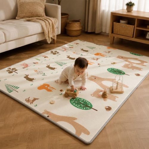 Alfombra para bebé plegable 200x180cm, reversible animales/invierno | Detalle Uso