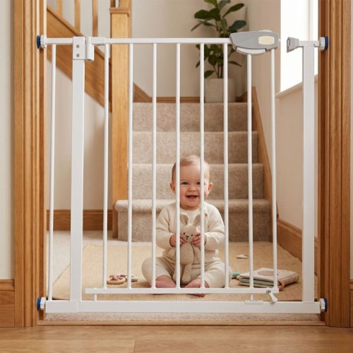 Extensión 7cm para valla de seguridad infantil y para mascotas | Detalle Uso con Bebé