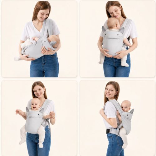 Mochila portabebés ergonómica, gris | Detalle Modos de Uso