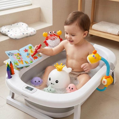 Pack de juguetes de baño DINÁMICO | Detalle Uso en Bañera