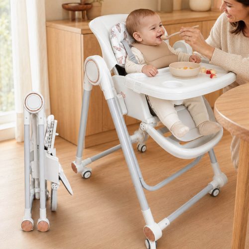 Trona evolutiva 3 en 1 para bebé: hamaca, silla y trona, blanco