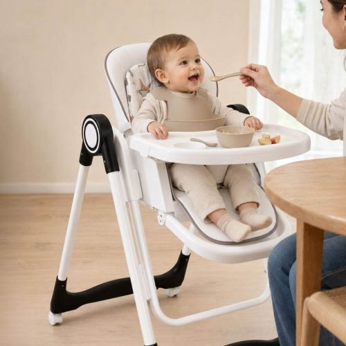 Trona evolutiva 3 en 1 para bebé: hamaca, silla y trona, negro