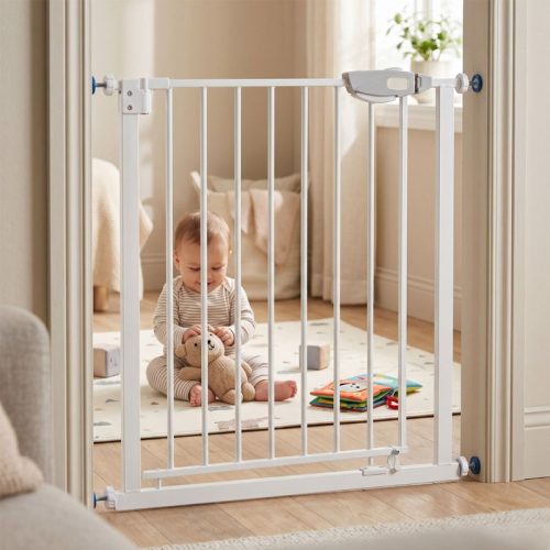 Valla de seguridad infantil y para mascotas ancho ajustable de 75cm a 84cm | Detalle Uso con Bebé
