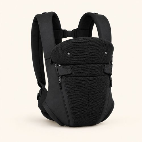 Mochila Portabebés Ergonómica, negro | Detalle Vista Frontal